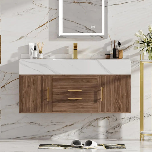 Floating Bathroom Vanity Sintered Stone Top 2 Drawers