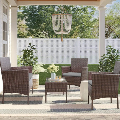 4 Pieces Outdoor Rattan Patio Furniture Set