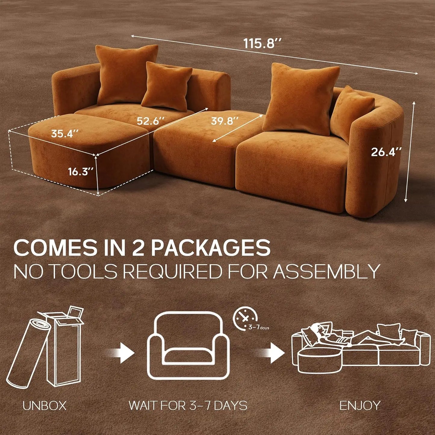 Luxury Modular Sectional Couches with Ottoman
