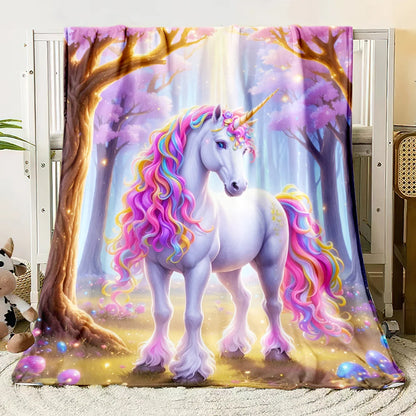 Cozy Unicorn Fairy Flannel Throw Blanket