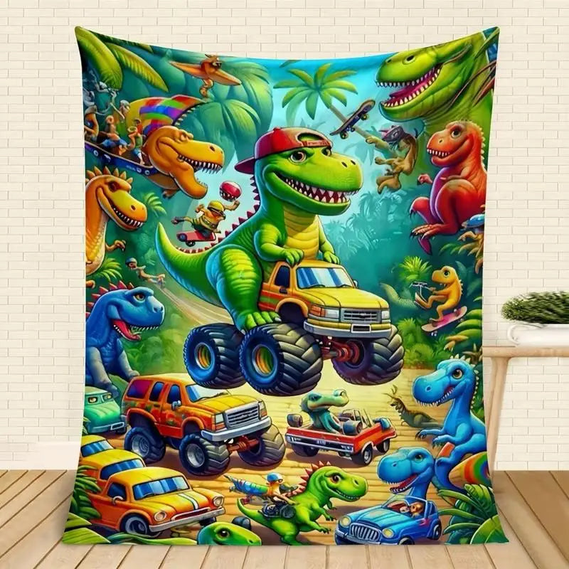 Cartoon Dinosaur Throw Blanket