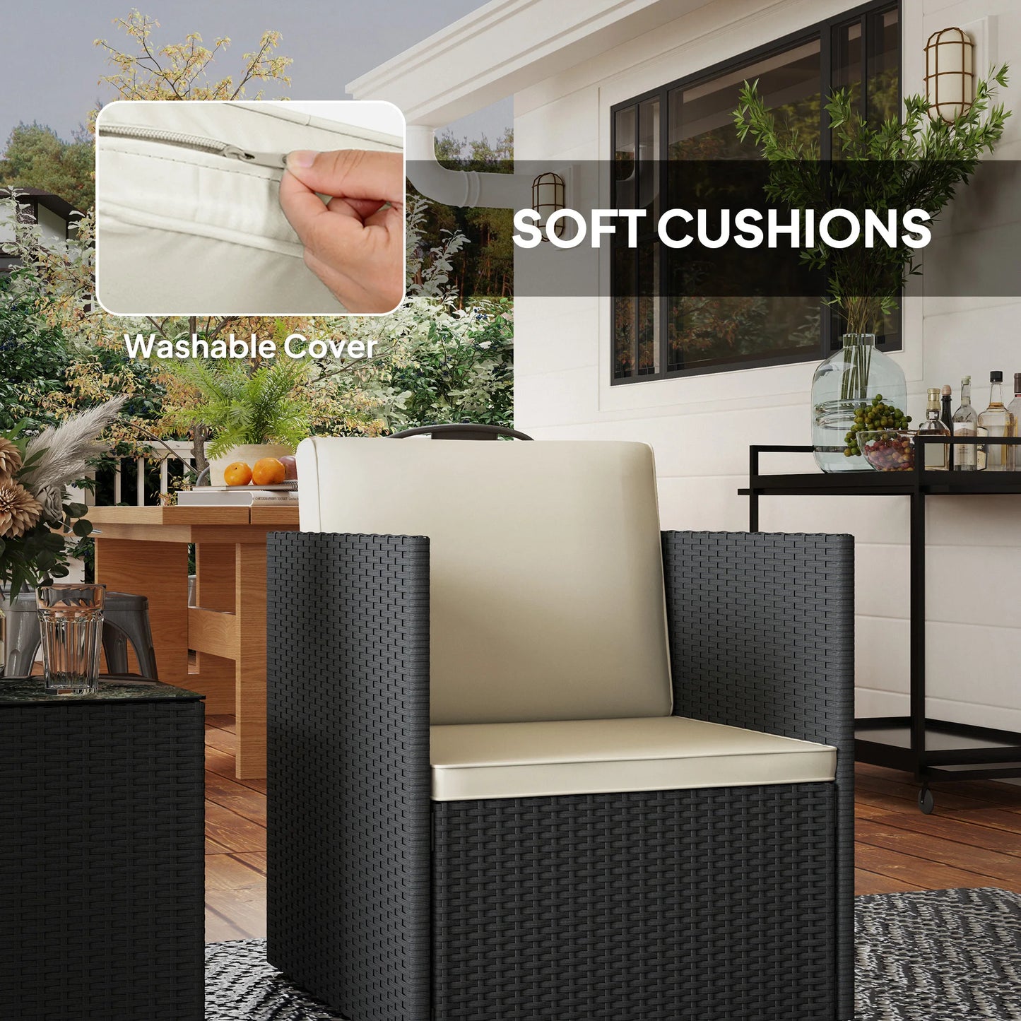 3 Piece Folding Bistro Set, Black