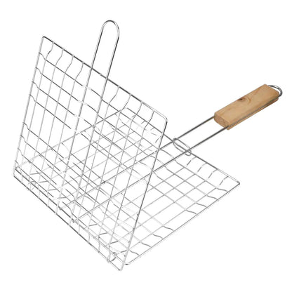 Stainless Steel Grill Mesh with Wooden Handle
