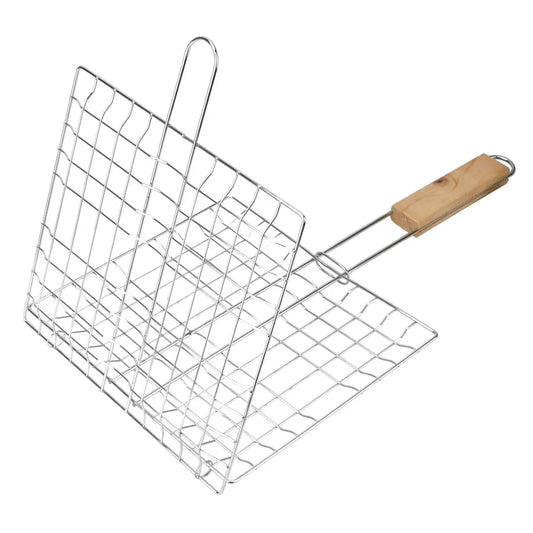 Stainless Steel Grill Mesh with Wooden Handle