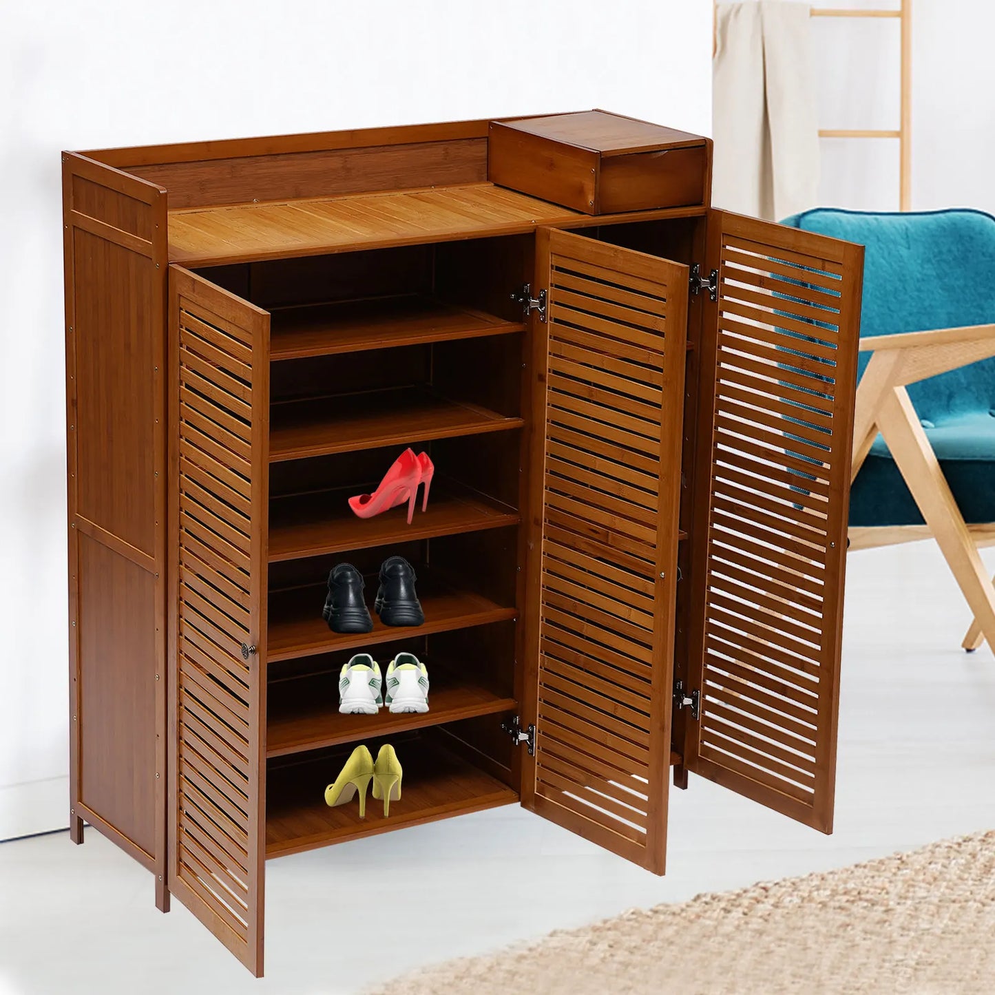 7 Tier Multifunctional Bamboo Shoe Rack Organizer