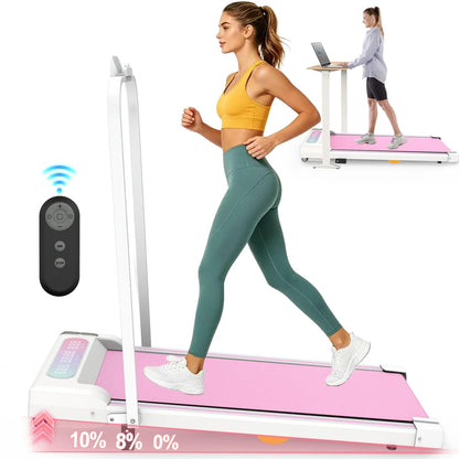 2-in-1 Portable Incline Treadmill with Remote