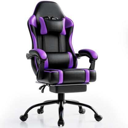 Gaming Chair with Footrest Leather Office Desk