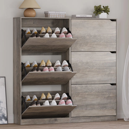 Shoe Storage Cabinet with 6 Flip Drawers
