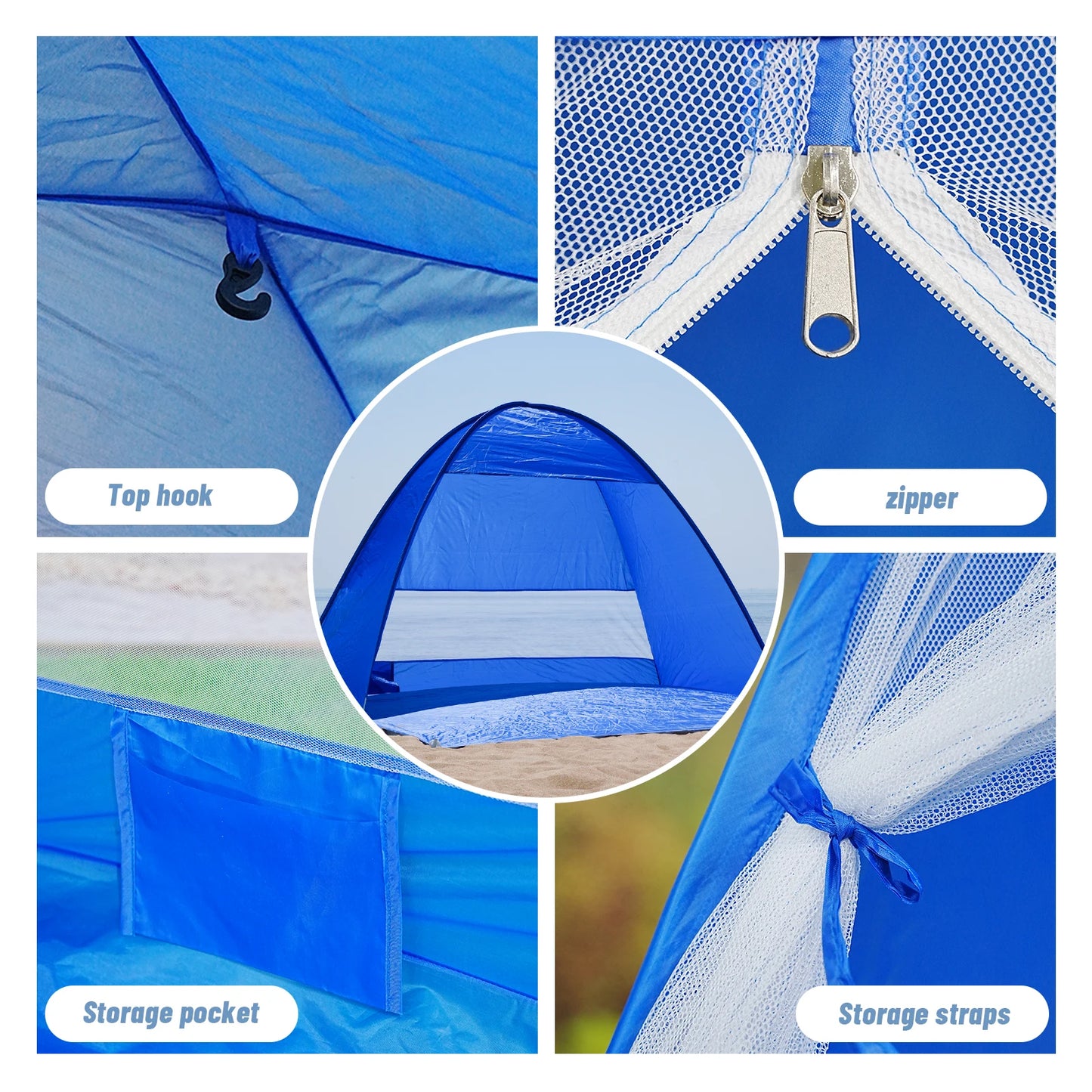Compact Pop-up beach tent with handbag