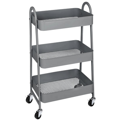 3-Tier Storage Kitchen Cart with Lockable Wheels