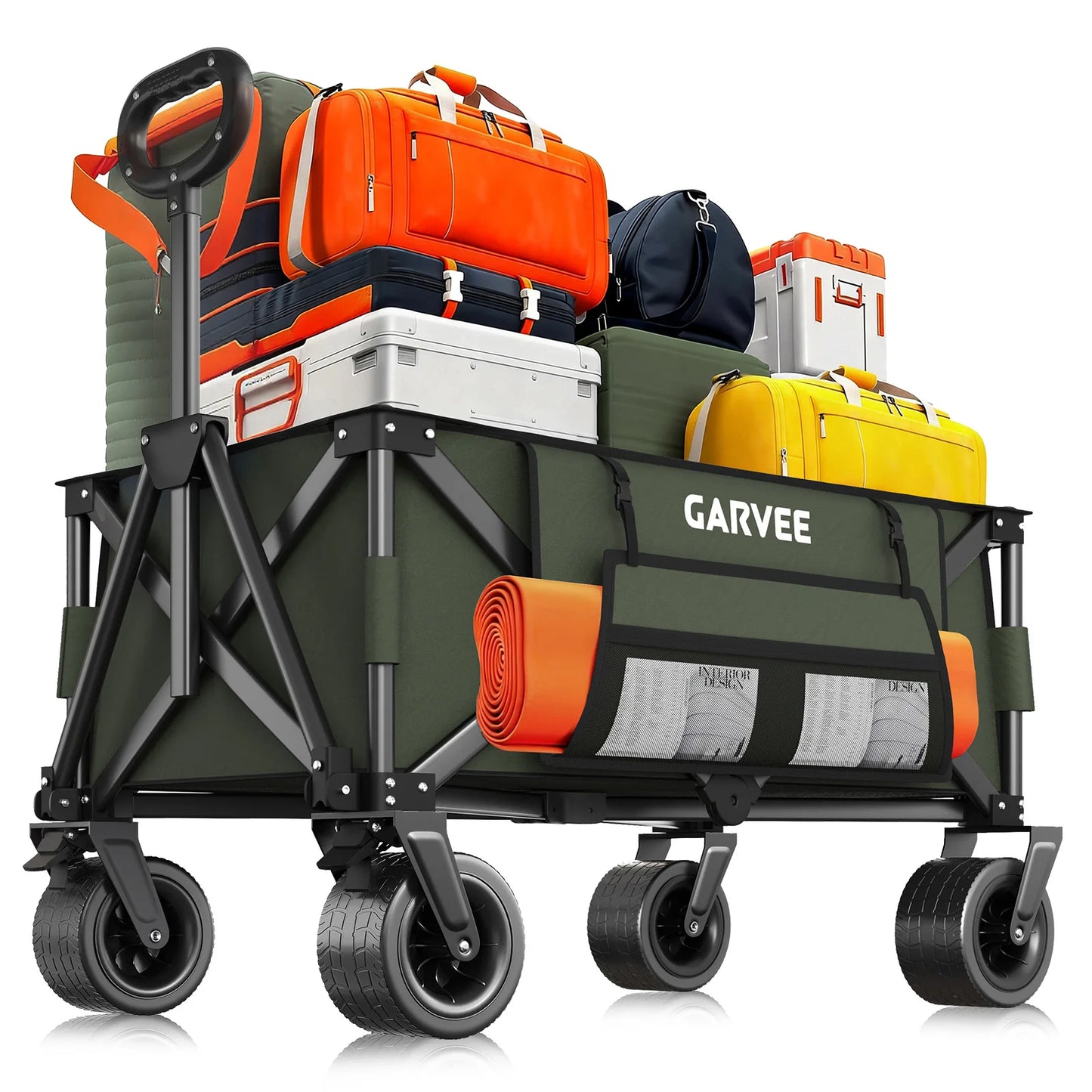 Outdoor Camping Cart with 8-Inch Wheels/Adjustable Handle