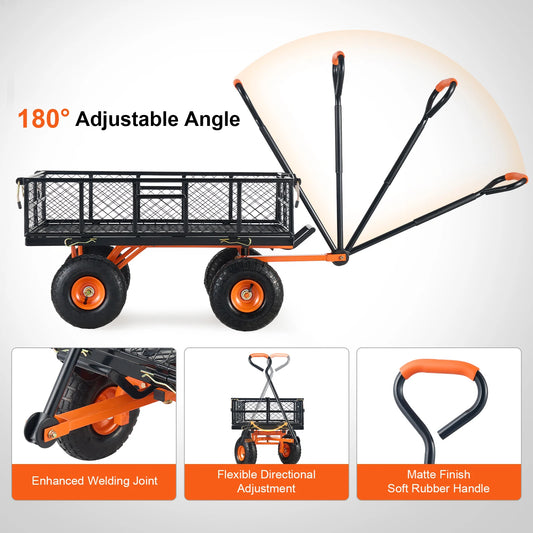 Garden Cart Sturdy Metal Utility Wagon