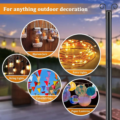 8ft Heavy-Duty metal poles for string lights