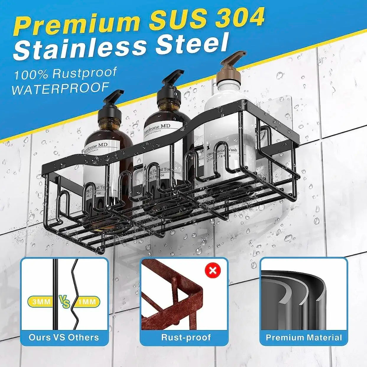 3/5 Pack Adhesive Shower Organizer