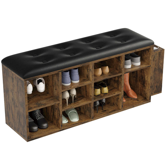 Shoe Bench, 10 Cubbies Storage Entryway Bench