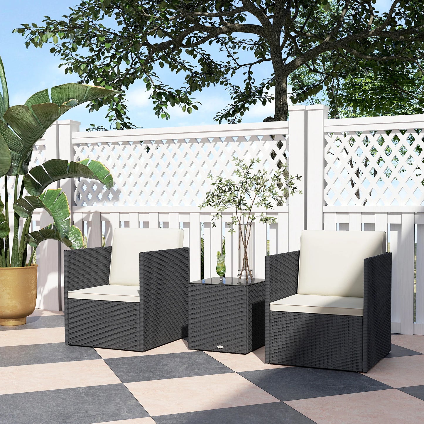 3 Piece Folding Bistro Set, Black