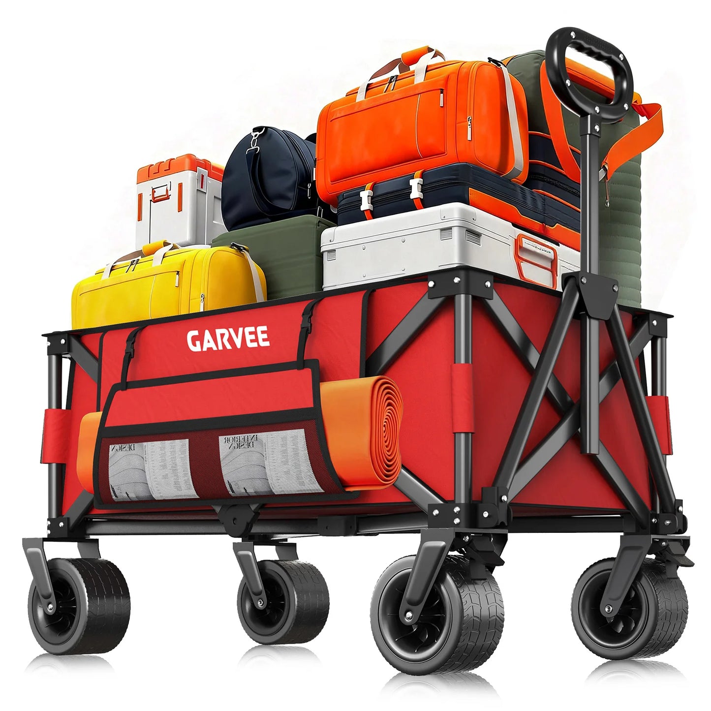 Outdoor Camping Cart with 8-Inch Wheels/Adjustable Handle
