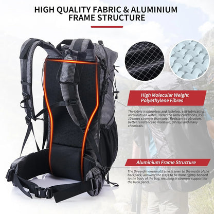 Outdoor Backpack 60+5L Waterproof High Capacity Sports