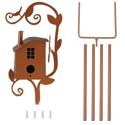 Rustic Bird House Stand Garden Yard Decor