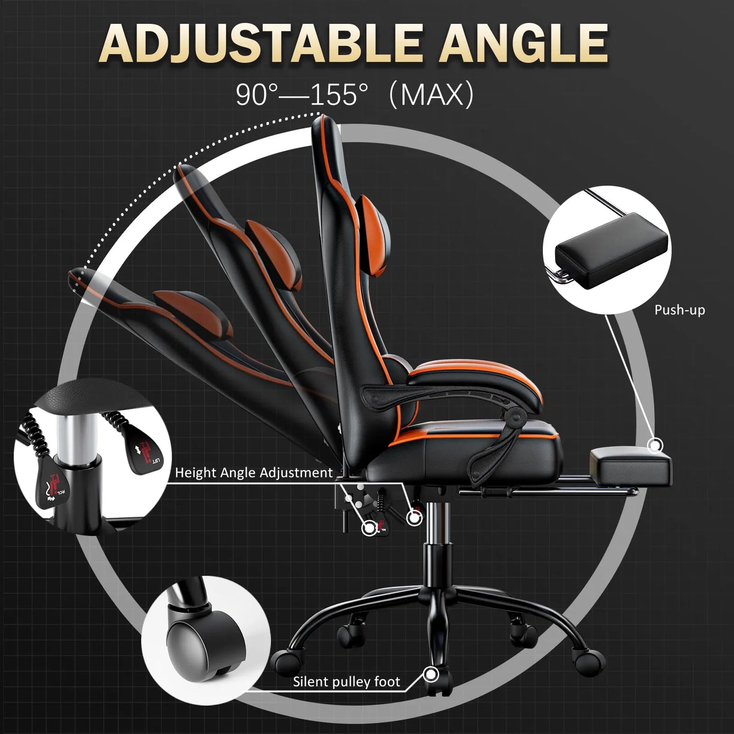 Gaming Chair with Footrest Leather Office Desk