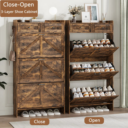 Shoe Cabinet with 3 Flip and 2 Drawers