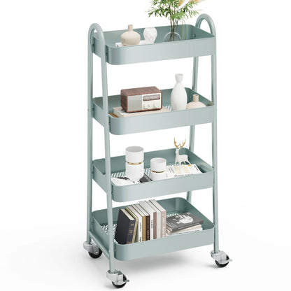 4-Tier Storage Kitchen Cart with Lockable Wheels