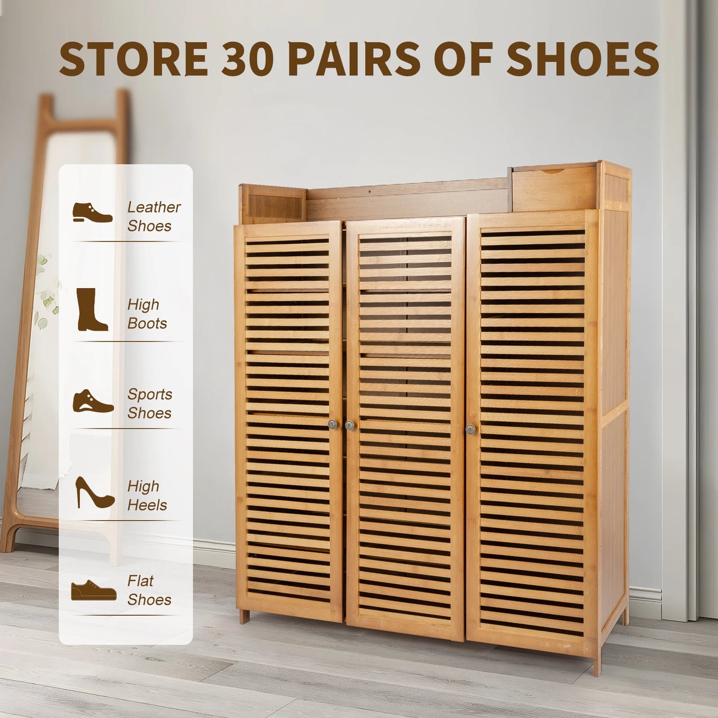 7 Tier Multifunctional Bamboo Shoe Rack Organizer
