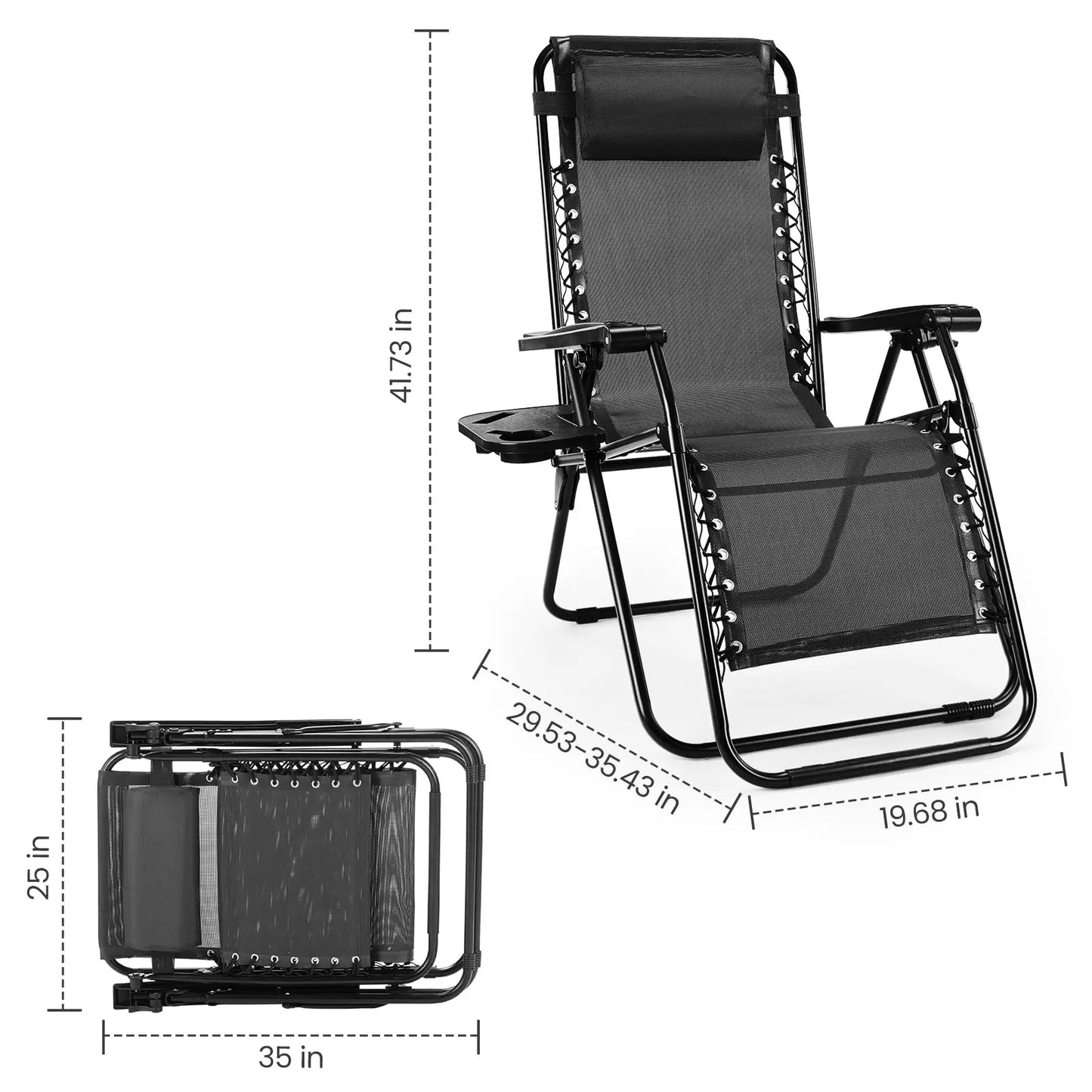 Portable Recliner Camping Chair with Cup Holder