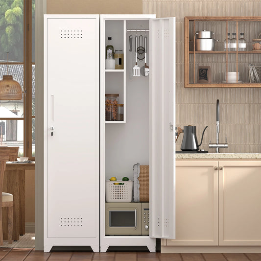 Broom Storage Cabinet With Locking Doors