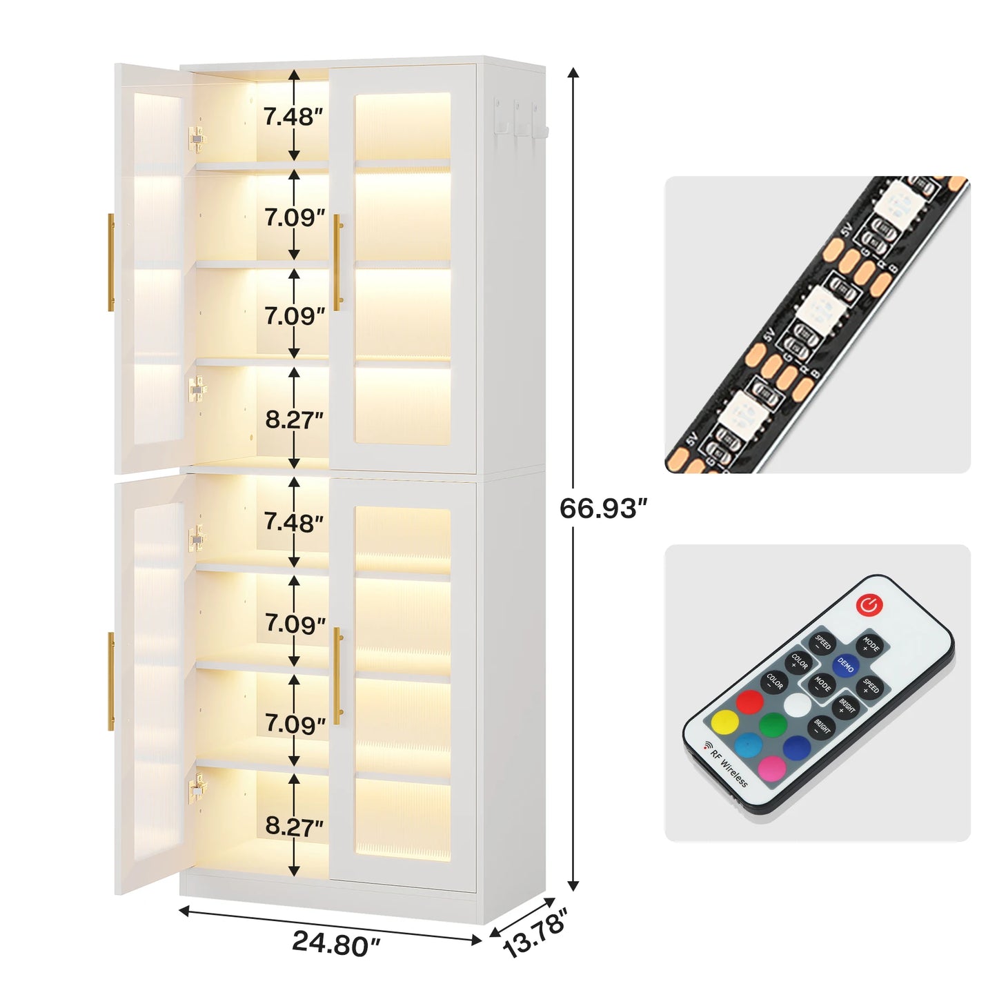 8-Tier Shoe Cabinet with LED Lights