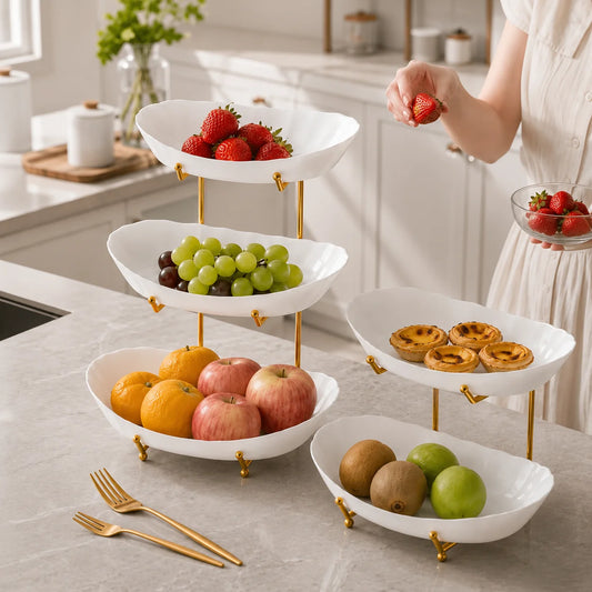 Plastic Fruit Bowl Stand with Metal Frame