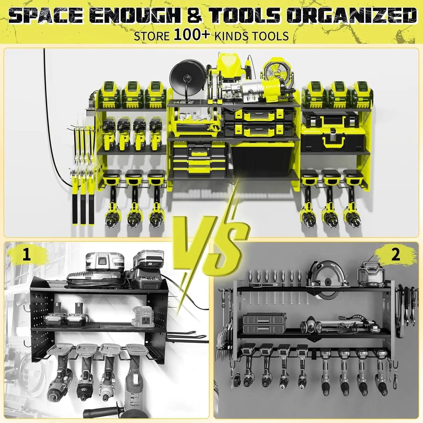 Wall Mount Tool Organizer with Charging Station