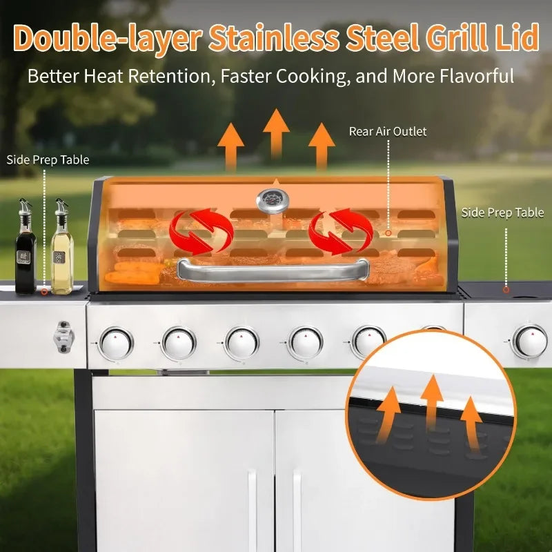 Propane Gas Grill with Side Burner