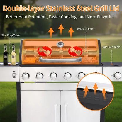 Propane Gas Grill with Side Burner