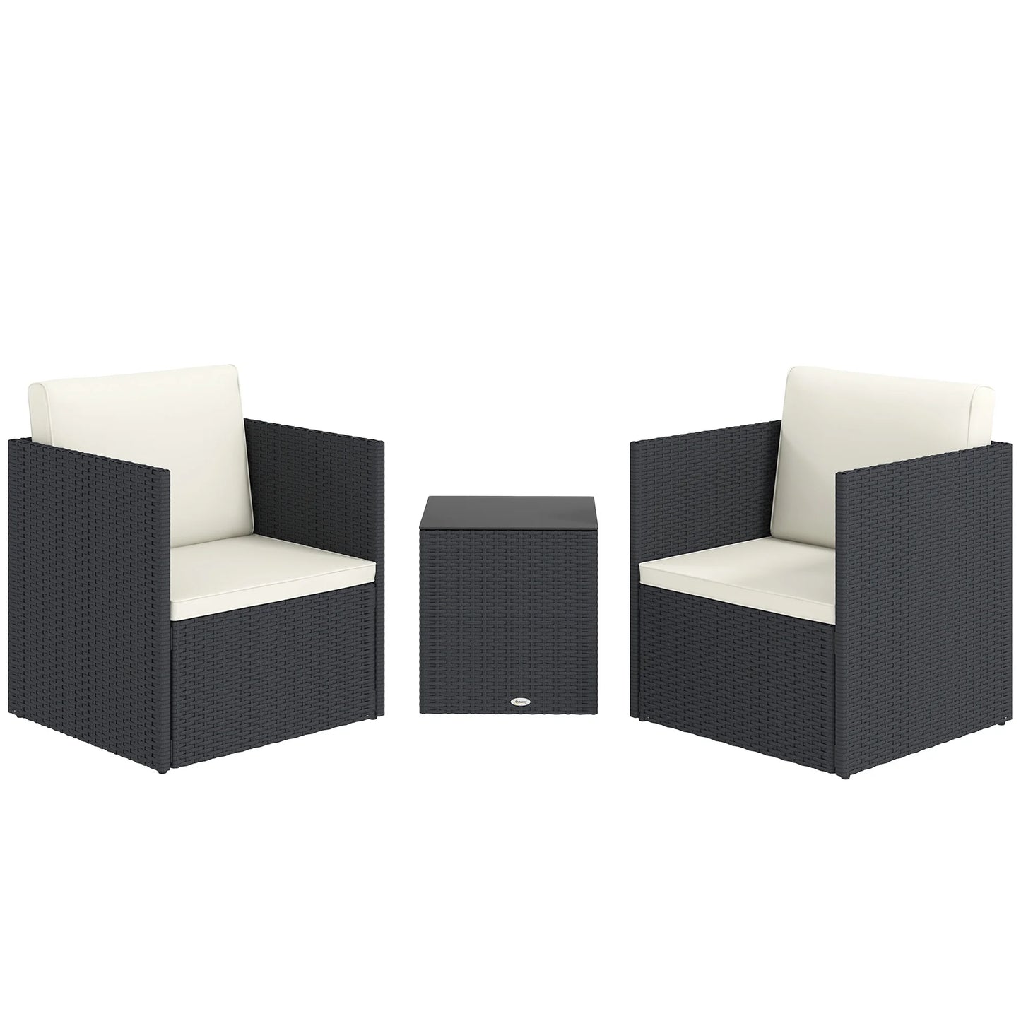 3 Piece Folding Bistro Set, Black