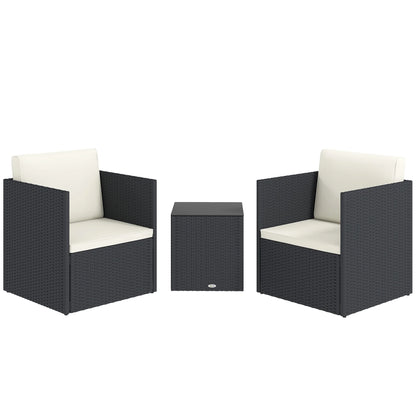 3 Piece Folding Bistro Set, Black
