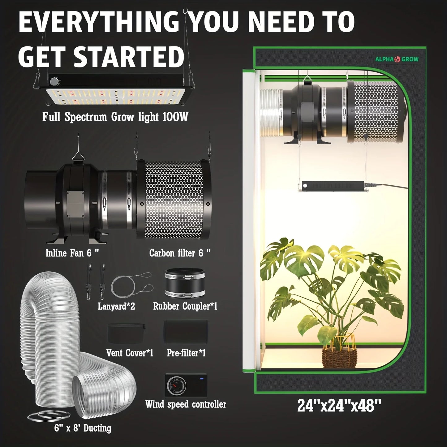 2x2 AG1000 LED Grow Tent Package