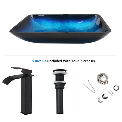 Tempered Glass Washbasin Faucet Set