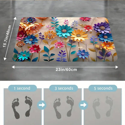 1pc multi-color floral print design bathroom mat