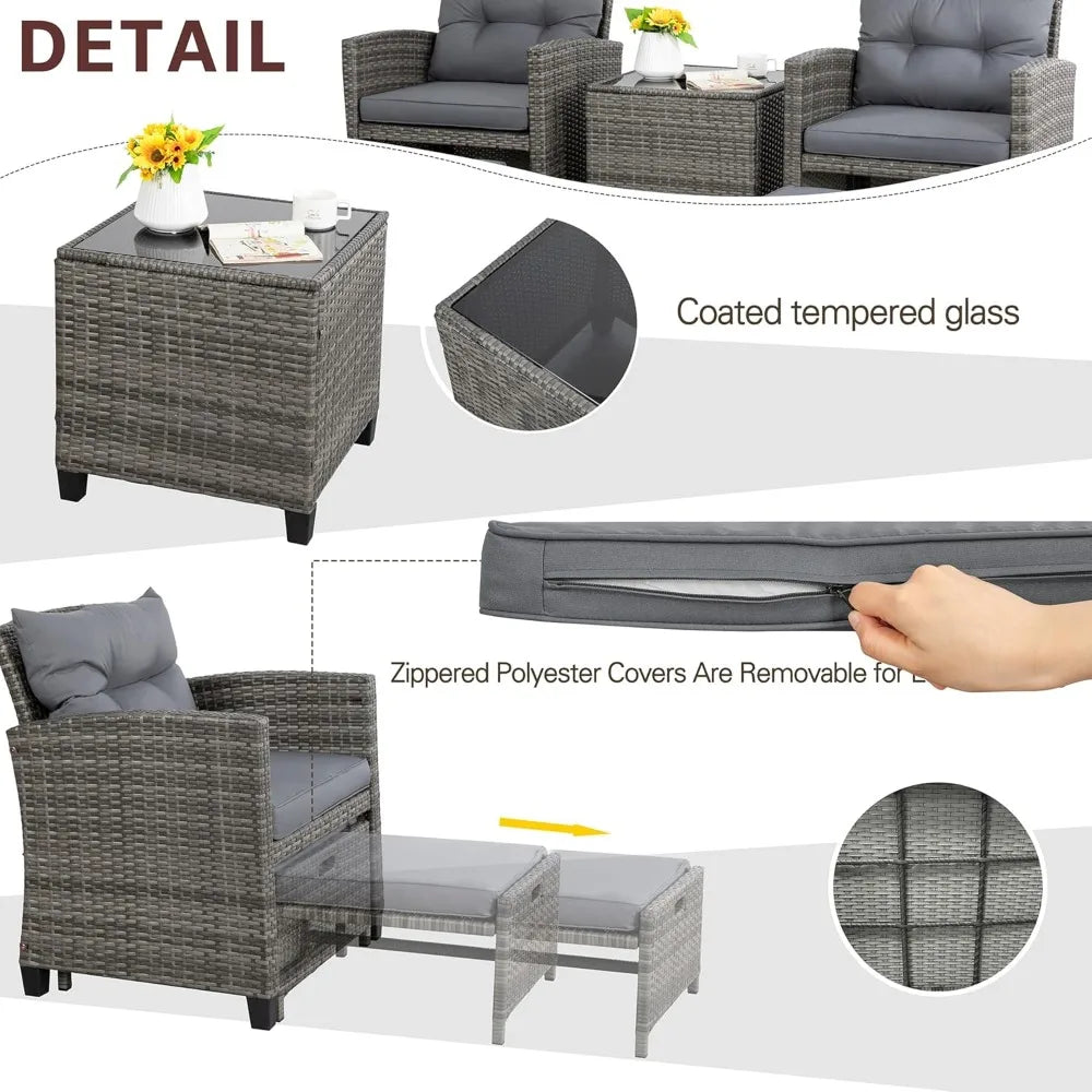5-Piece Outdoor Patio Furniture Set with Cushions