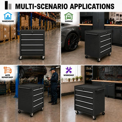 Locking 4 Drawer Rolling Tool Chest