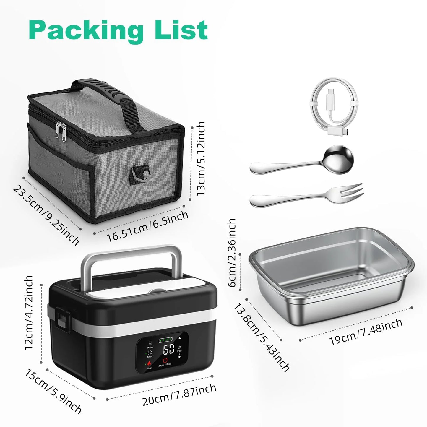 Wireless Electric Stainless Steel  Insulated Lunch Box  Lunch Box