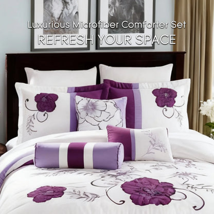 6 Pcs Queen King Purple Lavender Comforter Set