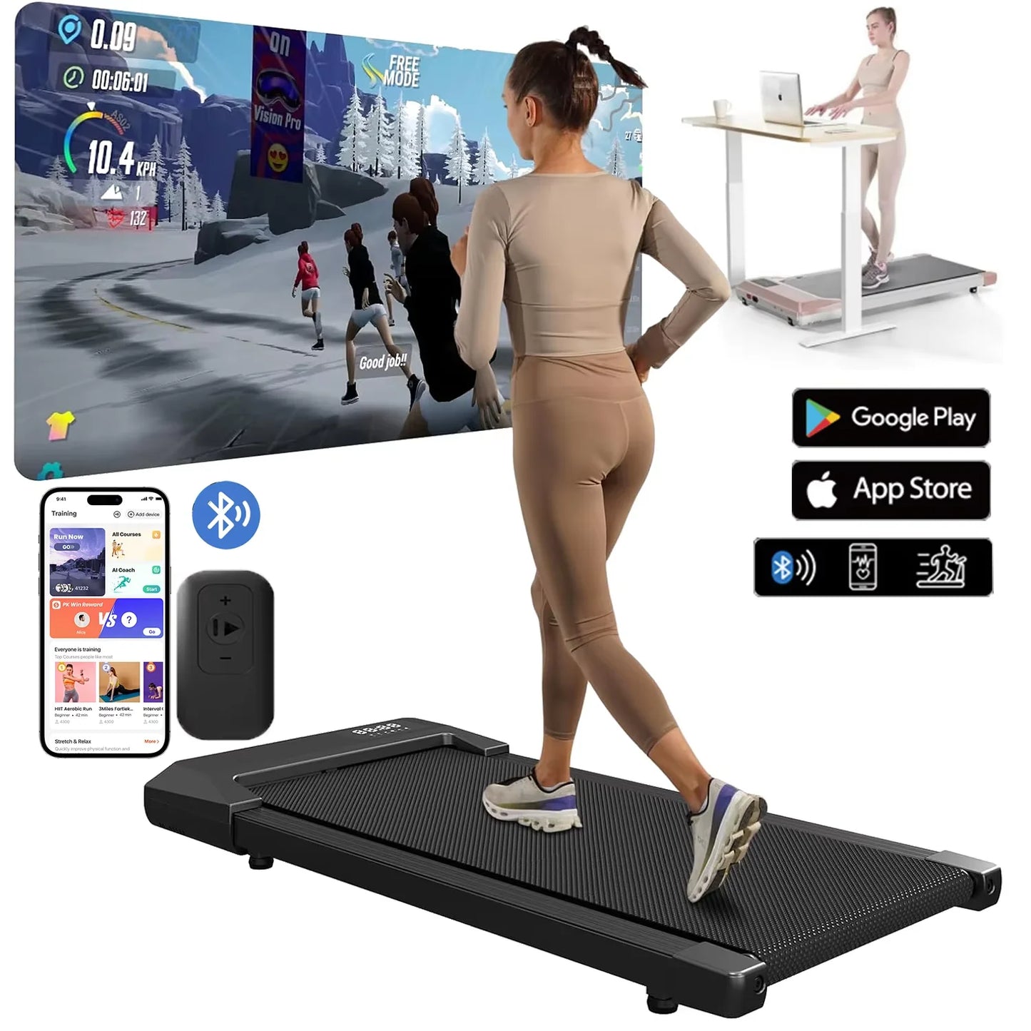 300lbs Capacity, 2.5HP Treadmill for Home