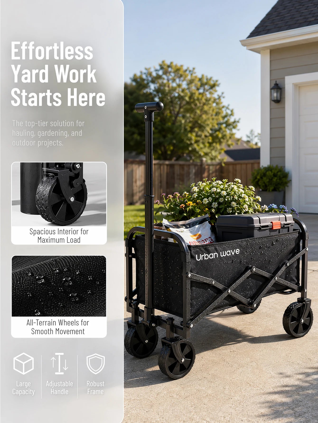 Collapsible 220 lbs Capacity Wagon with Wheels