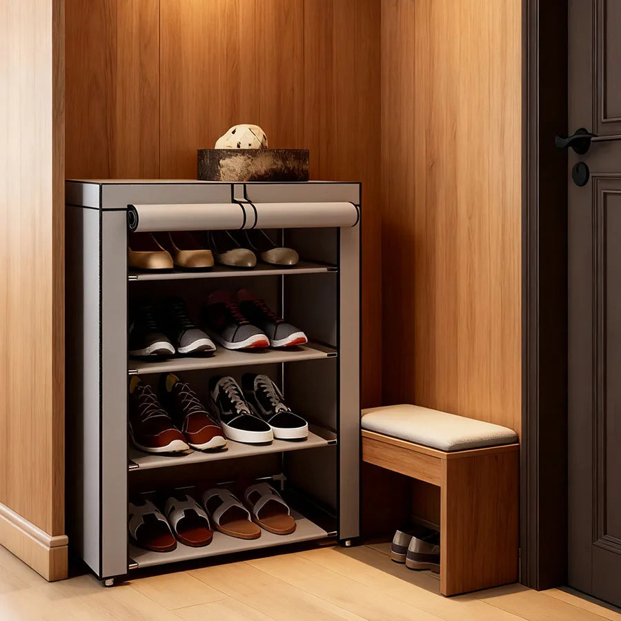Shoe cabinet storage rack with non-woven fabric