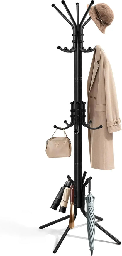 Coat Rack with 15 Hooks, Sturdy Metal