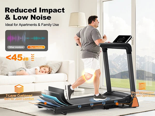 Folding Treadmill 3.5 Horsepower 0.5-8.5MPH 330LBS Capacity