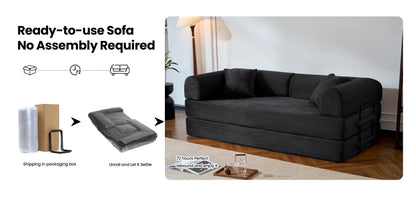 79’’ Folding Convertible Corduroy Sofa Bed