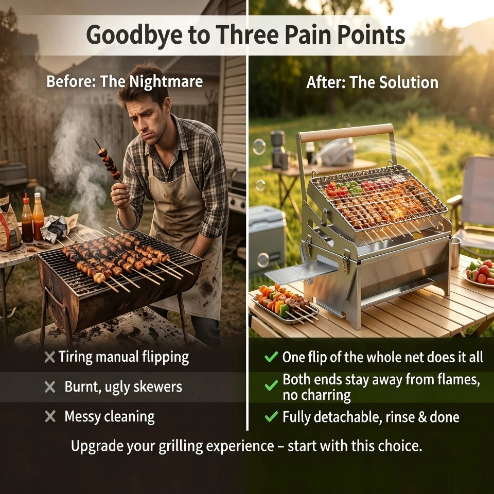 360° Portable Foldable Rotating Charcoal Grill